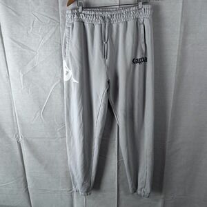 Kappa Men's Fleece Jogger Sweatpants Light Grey Logo Tapered Pants Size XL